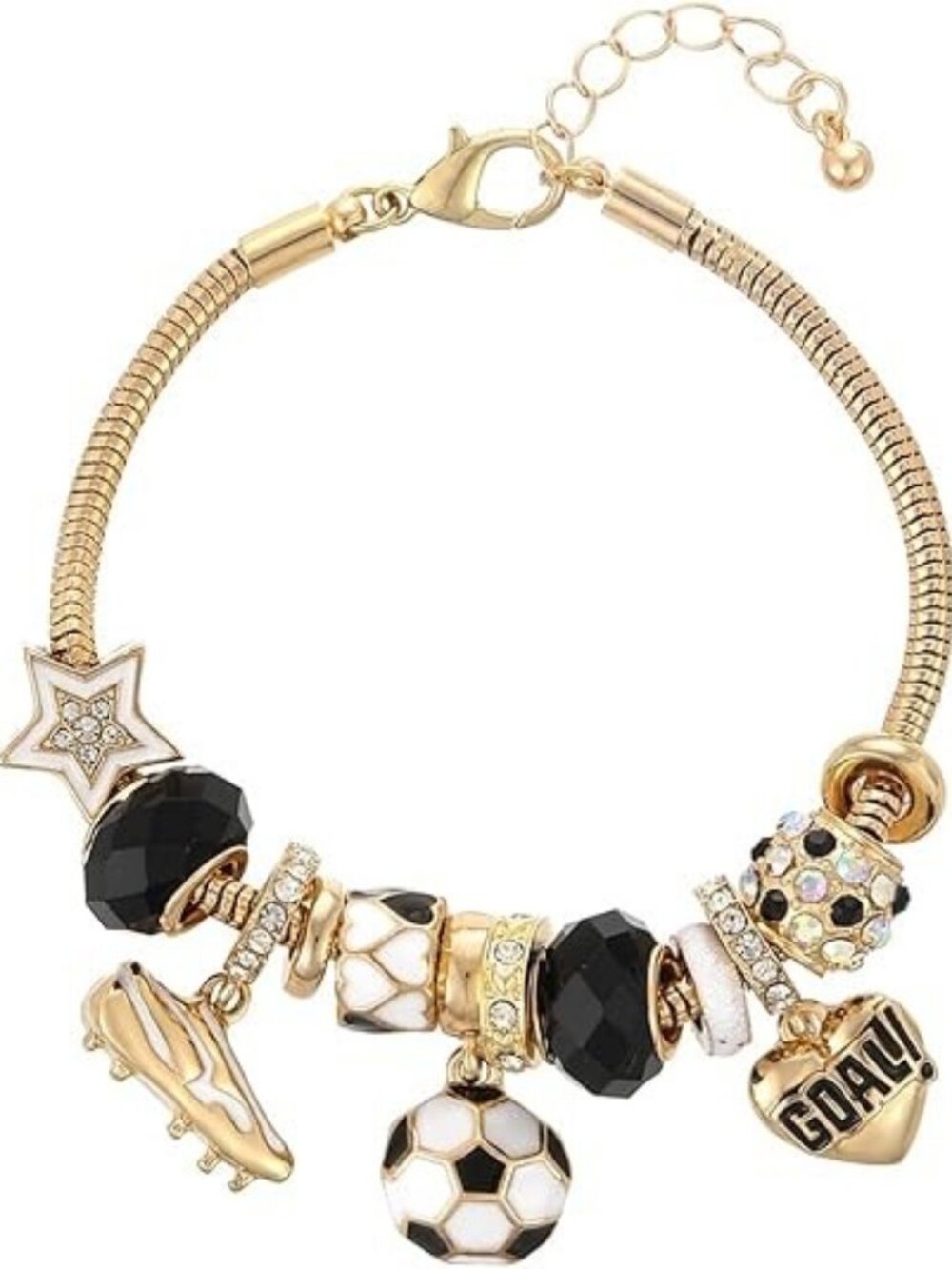 Soccer Sport Bracelet for Women Cute Game Day Adjustable Snake Chain Bracelet